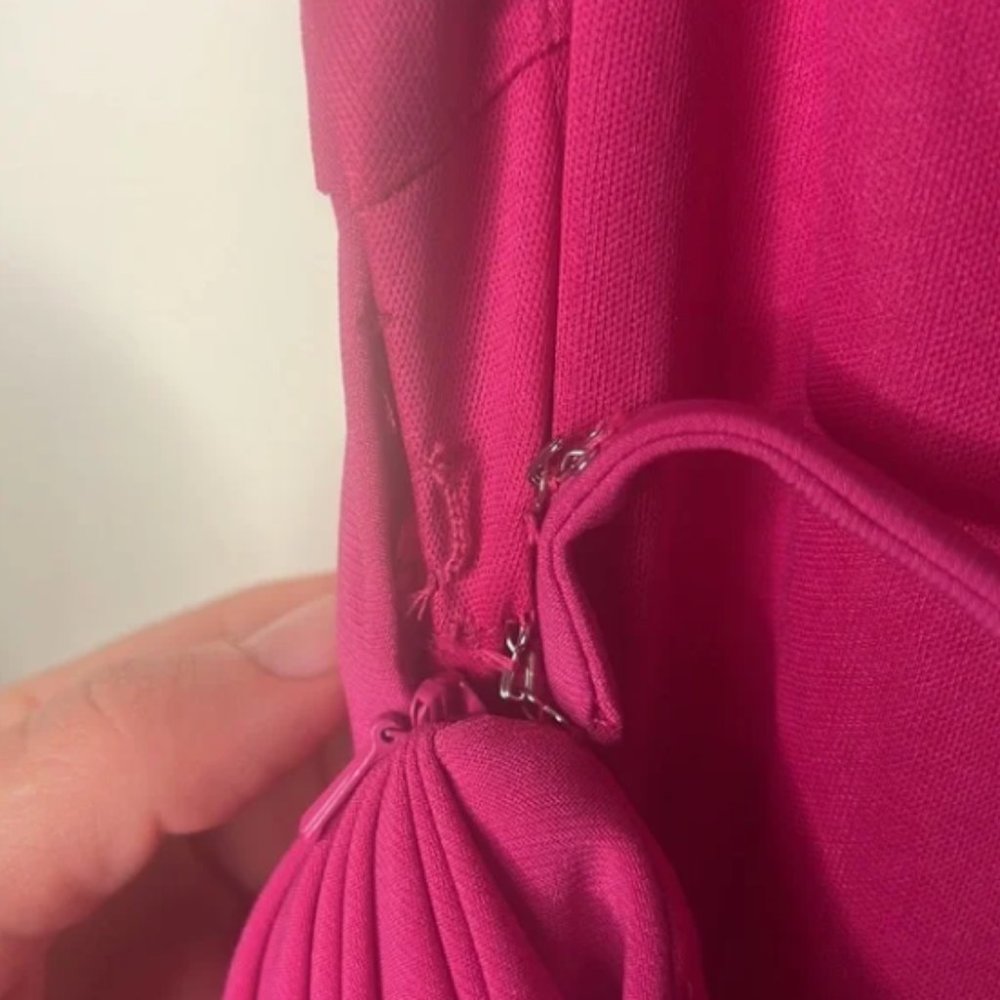 NWT Ieena Mac Duggal One Shoulder Jersey Gown Candy Pink Size 6 - Picture 7 of 11